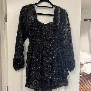 Black Romper with Gold Sparkles